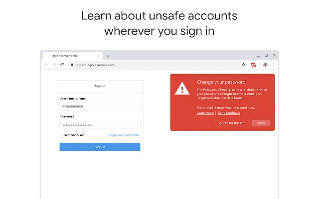 Red prompt to change your password