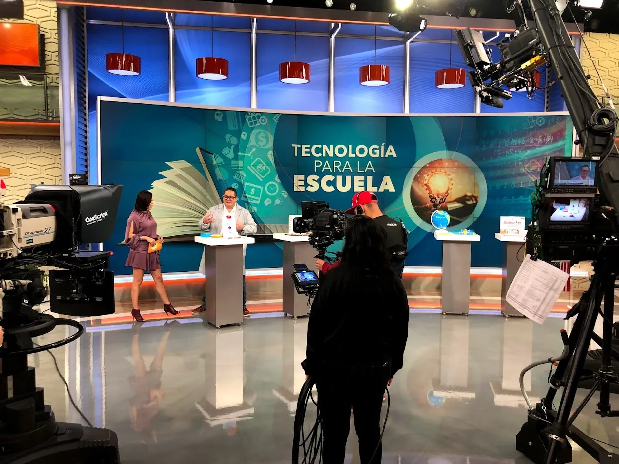 Ariel Coro on a television studio set